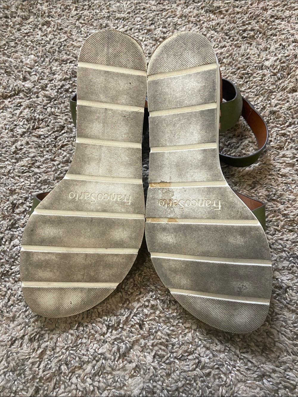 🍀 Franco Sarto Olive Green Strappy Leather Sandals - Picture 4 of 7